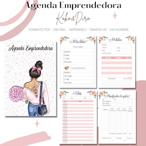 Agenda Emprendedora Perpetua Digital Imprimible Pedidos, Gastos, Proveedores Sin fechas