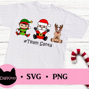 Team Santa, Rentier, Elfe, SVG, PNG, Xmas Ornamente, Tassen, Fliesen, Aufkleber, Tshirt, Onesie, Cricut, Silhouette, Cut Files, Digital, Sublimation