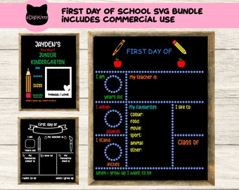First Day of School Sign SVG Bundle, Chalkboard Design (Digital Download)