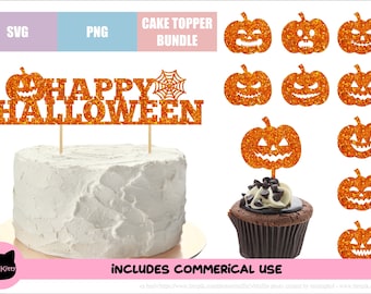ハッピーハロウィンケーキトッパー SVG PNG バンドル