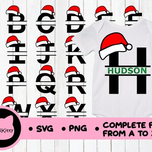 Christmas Monogram SVG & PNG A-Z Alphabet Cricut, Silhouette, cut files, personalize outfits, onesies, bodysuits, t-shirts, stockings