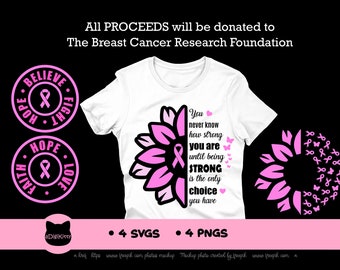 乳がん啓発SVG PNGバンドル、ひまわりのリボンデザイン（デジタルファイル）