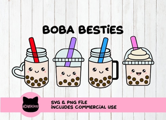 Boba Besties SVG, Bubble Tea Clipart (SVG & PNG)