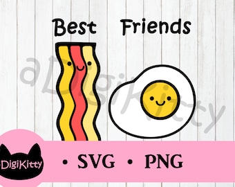 Bästa vänner bacon och ägg kawaii SVG PNG (digital nedladdning)