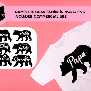 Bear Family SVG, Bear SVG, Mama bear svg, mama svg, papa bear svg, family svg, baby bear svg, bear png, black bear svg, bear familly png