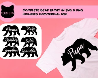 Bear Family SVG, Bear SVG, Mama bear svg, mama svg, papa bear svg, family svg, baby bear svg, bear png, black bear svg, bear familly png