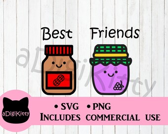 Best Friends Peanut Butter Jelly Kawaii SVG PNG