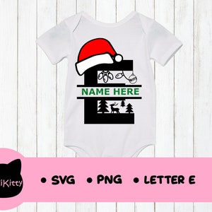Christmas Monogram SVG & PNG, Letter E Split Monogram, E alphabet, perfect for Christmas gifts, onesies, bodysuit, mugs, stockings, DIY gift