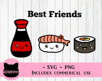 Best Friends Sushi Kawaii SVG, PNG (Digital Download)