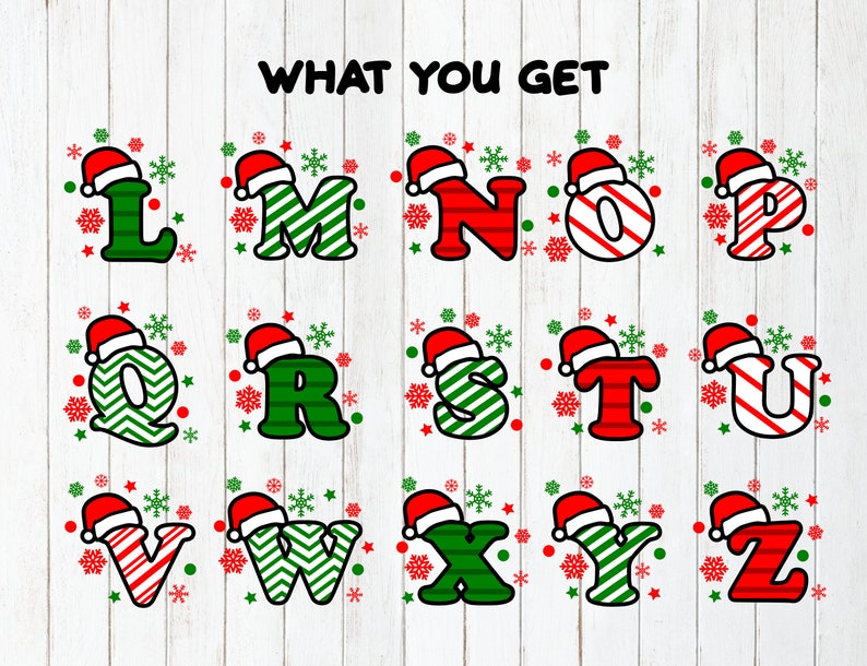 Christmas alphabet SVG Monogram SVG PNG A-Z Letters Alphabet Cricut, Silhouette, Sublimation, Cameo, cut files, personalize Christmas gifts image 4