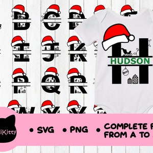Christmas Monogram SVG & PNG A-Z Alphabet Cricut, Silhouette, cut files, personalize outfits, onesies, bodysuits, t-shirts, stockings