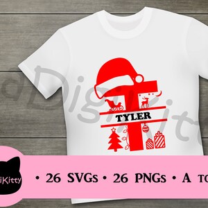 Christmas Monogram SVG PNG A-Z Alphabet Cricut, Silhouette, cut files, personalize outfits - onesies, bodysuits, t-shirts, stockings