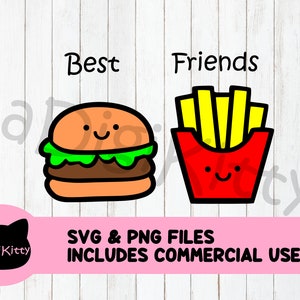 Melhores amigos SVG, hambúrguer e batatas fritas Svg, hambúrguer SVG, comida SVG, Kawaii svg, melhores amigos png, hambúrguer e batatas fritas png, hambúrguer png, kawaii png
