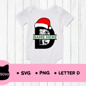 Christmas Monogram SVG & PNG, Letter D Split Monogram, D alphabet, perfect for Christmas gifts, onesies, bodysuit, mugs, stockings, DIY gift