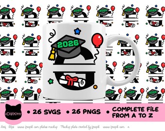 卒業モノグラム SVG、PNG アルファベット、分割文字 (デジタル ファイル)
