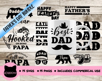 Vaderdag SVG-bundel, Dad Life, Vissen, Papa Bear (digitale bestanden)