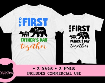初めての父の日ベア SVG PNG、Tシャツデザイン（デジタルファイル）