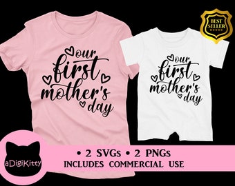 初めての母の日 SVG、PNG、Tシャツデザイン（デジタルダウンロード）