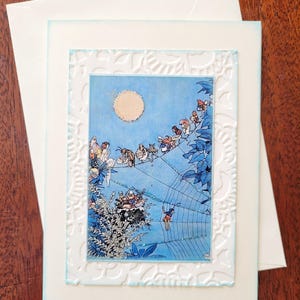 Carte de voeux vierge, Carte toutes occasions, Carte faite main, Carte de fée, Carte de style vintage, Papier gaufré, Broderie machine, Carte d'anniversaire
