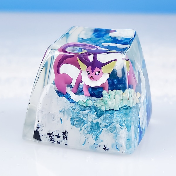 Shiny Vaporeon Artisan Keycap, Pokemon ECS Resin Keycap, Pokemon Resin Handmade Keyca, pokemon custom keycap, pokemon gift