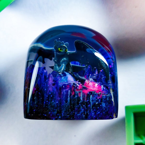 Toothless keycap, night fury, galaxy keycap handmade, keycap artisan, keycap resin,Keycap Handmade  For Cherry MX Mechanical SA R1