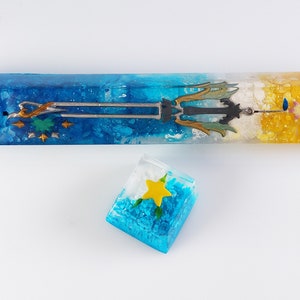 The Oathkeeper spacebar, custom space bar, spacebar artisan, spacebar resin, Kingdom Hearts keycaps,  Paopu Fruit keycap