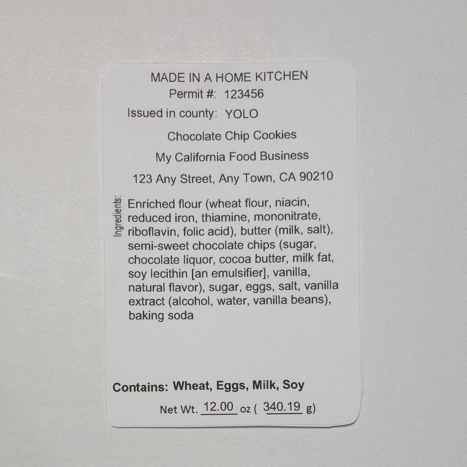 Editable California Cottage Food Business Label Template Etsy Israel