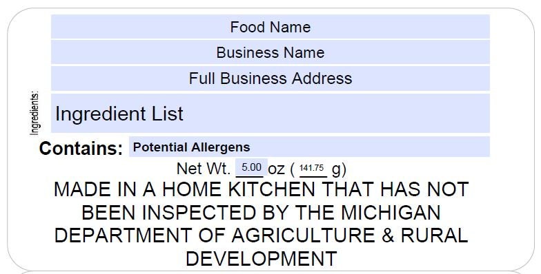 Editable Michigan Cottage Food Business Label Template | Etsy
