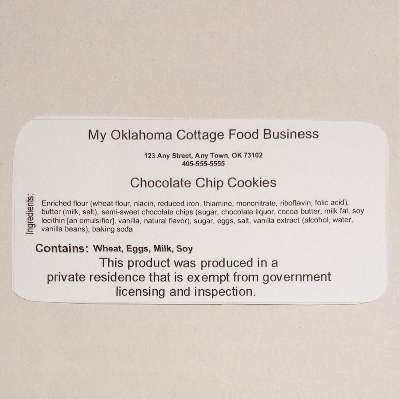 Editable Oklahoma Cottage Food Business Label Template Etsy