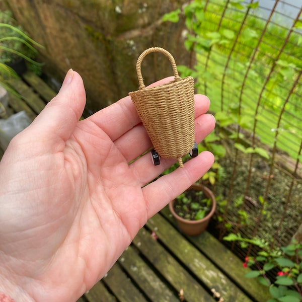 Unique Handwoven Dolls House Wicker Shopping Trolley, Miniature Wicker, miniature larder, dollshouse kitchen - Handmade by Mimi