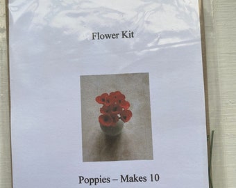 Poppies Dollshouse Flower Kit 1:12 échelle, Dollshouse Plants for House or Garden, Flower Kit, Miniature Plants - by Mimi - POT NOT INCLUDED