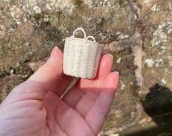 Handwoven wicker log/laundry/toy basket, Miniature Wicker, miniature larder, storeroom Miniature Food, dollshouse kitchen - Handmade by Mimi