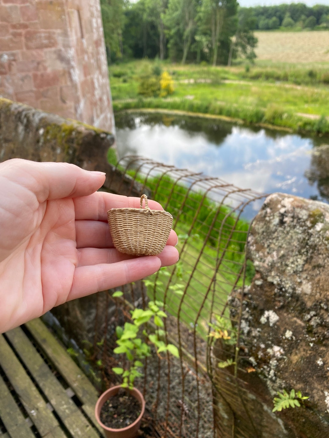 Handwoven Wicker Shopping Basket Miniature Wicker Miniature Etsy