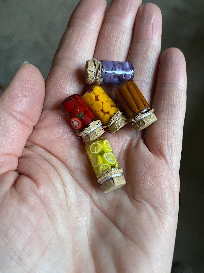 Dollshouse Jars of Bottled Fruit, larder jars, miniature larder, Miniature Food, 12th scale kitchen food, jars of fruit and veg HANDMADE image 10