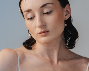 Boho Pearl Head Chain, Freshwater Pearl Hair Jewelry, Bridal Headpiece, Handmade in Switzerland, Dainty Wedding Hair Accessory