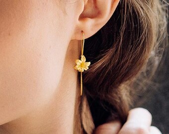 Modern lili Bloom Earrings - Modern flower earrings for Brides  in silver 925 - Gold Flower earrings - Silver Flower Earrings