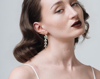 Zirconia Drop Chandelier Earrings, Tassel Earrings Silver 925 Gold Plated, Sparkly Wedding Party Earrings, Luxury Statement Jewelry