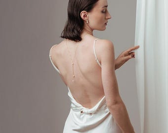 Dainty Back Necklace Wedding Dress - Bridal Backdrop - Back chain for wedding dress - Switzerland bridal back necklace 14k gold filled