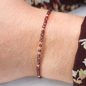 Garnet bracelet for January birthday - Garnet dainty bracelet - January birthstone gift idea for women - bracelet to attract positive energy