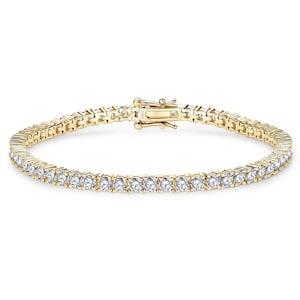 3mm Gold Moissanite Tennis Bracelet - 6.7 inch tennis bracelet - S925 tennis bracelet - 17 cm tennis bracelet with 3 mm Moissanite diamonds