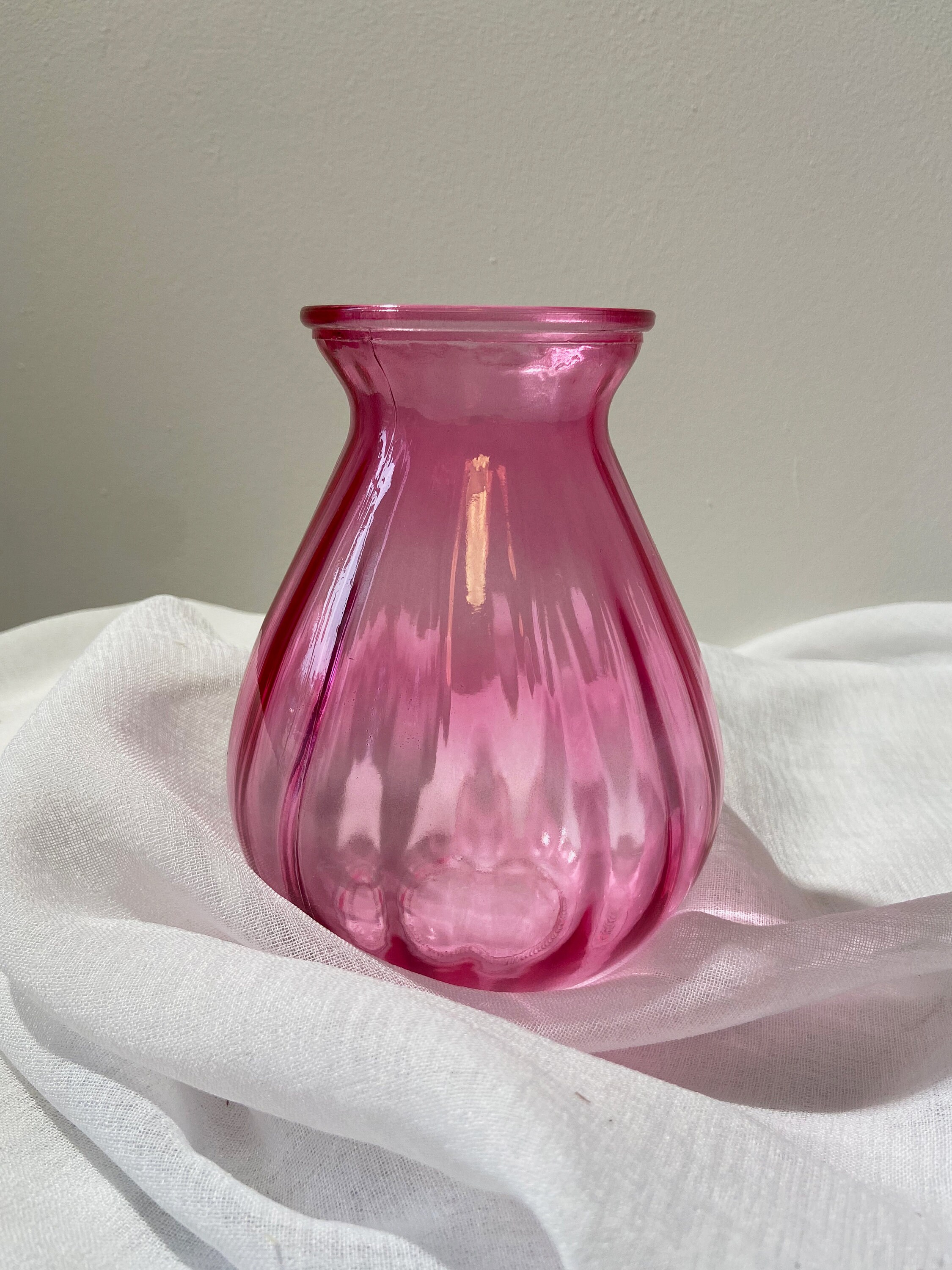 Small Pink glass vase Pink Tulip Vase Small clear glass Etsy