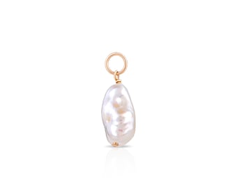 Keishi pearl charm in Gold - Irregular pearl pendant for necklace - Keishi pearl add on for earrings - Genuine baroque pearls charms