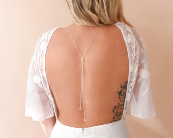 Dainty Back Necklace Wedding Dress - Bridal Backdrop - Back chain for wedding dress - Switzerland bridal back necklace 14k gold filled