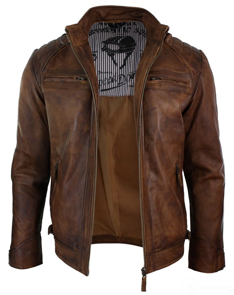 Real Leather Retro Style Zipped Mens Biker Jacket Soft Timber - Etsy Canada
