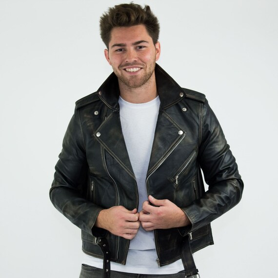 Black jacket top gold zipper mens