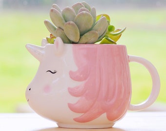 Unicorn Mug Planter With Choices Of Plants