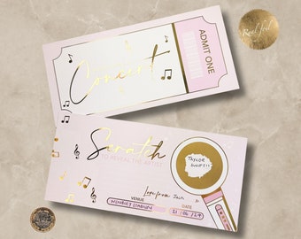 Custom Event Ticket, Foiled Ticket, Concert Ticket, Christmas Gift Card, Custom Voucher, Christmas Gift, Show Tickets, For Birthday