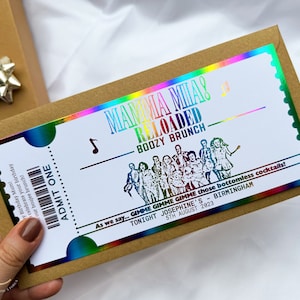 Individuelle Einladung zum Nachmittagstee, Bodenloser Brunch, Date Night personalisiertes Ticket, Individueller Gutschein, Goldfolien-Karte, zum Jubiläum