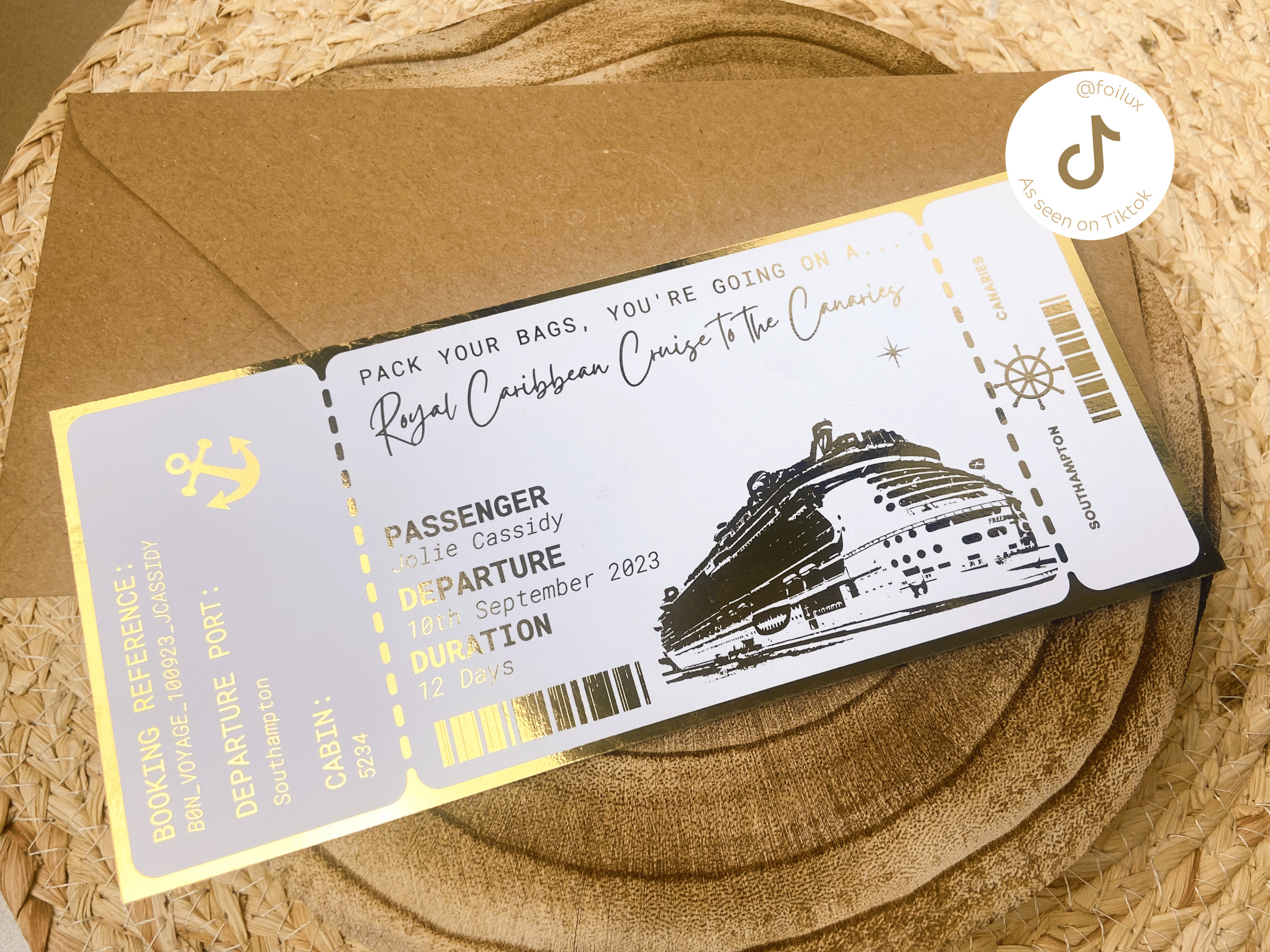 Surprise Cruise Trip Foil Boarding Pass Royal Caribbean Etsy Ireland