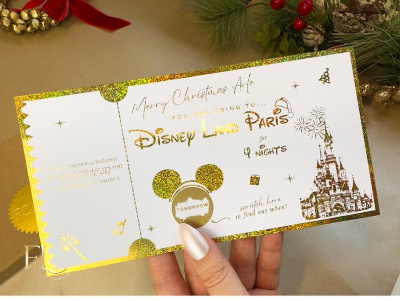 Disneyland Paris ticket, Scratch Card, Disney trip announcement, Scratch And Reveal, Disneyland Paris, Holiday Reveal, Birthday Trip Gift image 4
